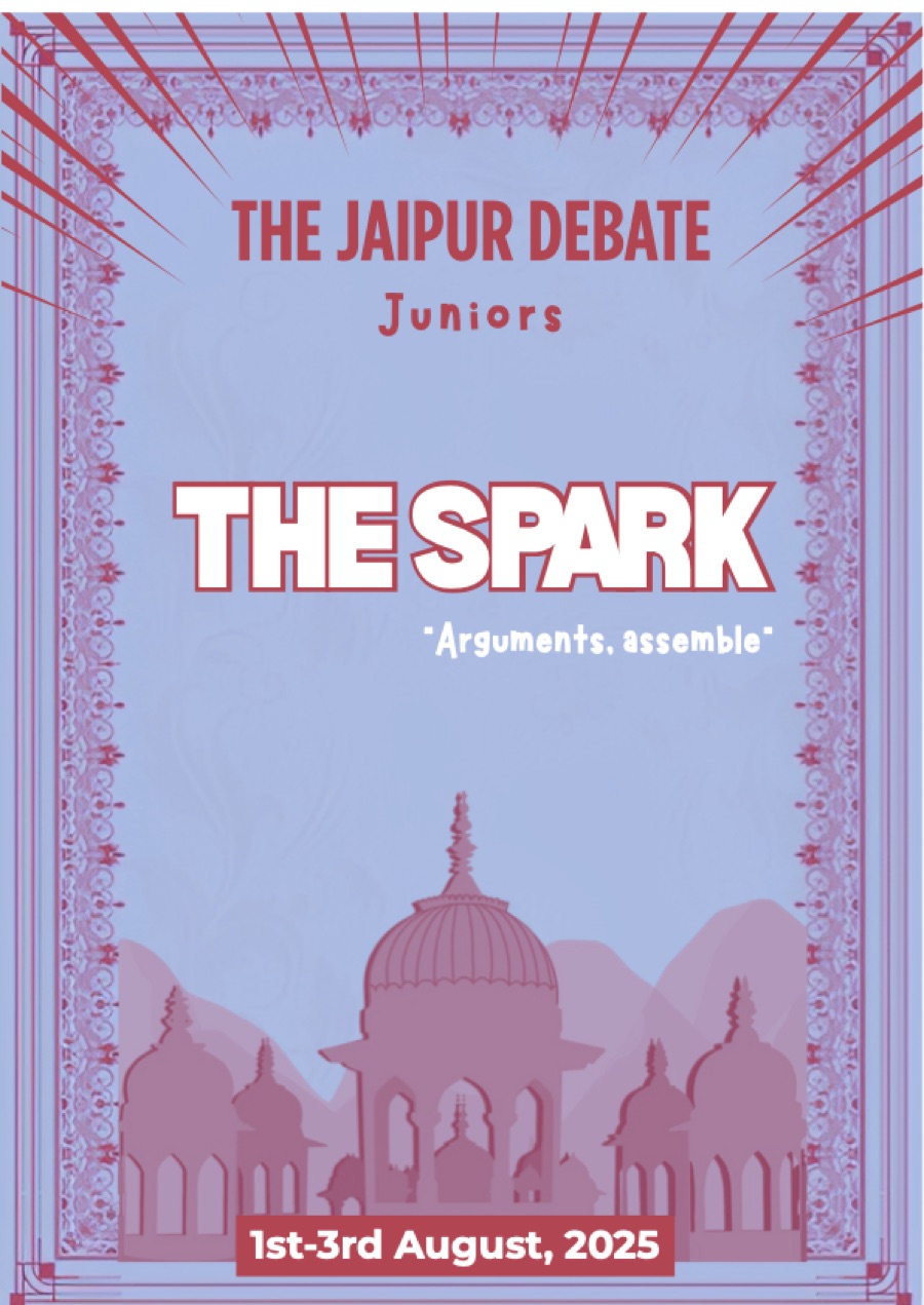 Cover of The Spark, the Jaipur Debate Juniors journal, 1st to 3rd August 2025